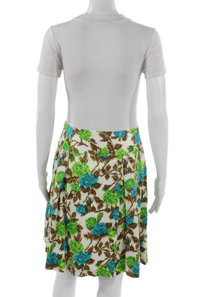Milly Women Pleated Floral Cotton Short Skirt White Size 4