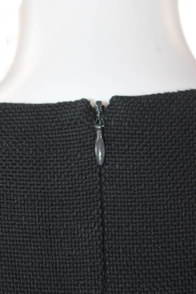 Tibi Womens Sheath Dress Black Cotton Short Sleeve Round Neck Zip Size 6