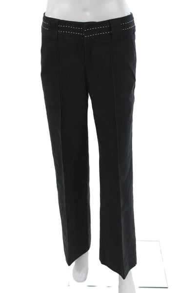 Nanette Lepore Womens Dress Pants Black Cotton Solid Zip Size 4