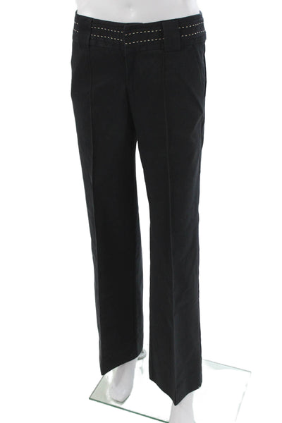 Nanette Lepore Womens Dress Pants Black Cotton Solid Zip Size 4