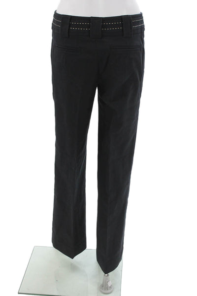 Nanette Lepore Womens Dress Pants Black Cotton Solid Zip Size 4