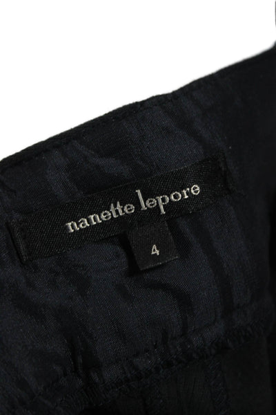 Nanette Lepore Womens Dress Pants Black Cotton Solid Zip Size 4