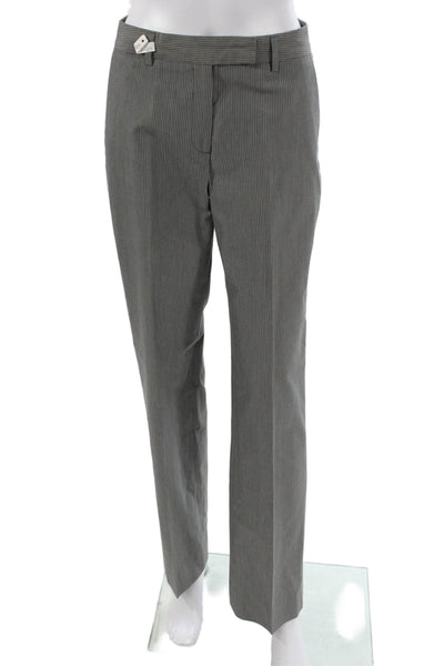 Brooks Brothers Womens Gray Striped Cotton Dress Pants Zip Fly 31in Size 2