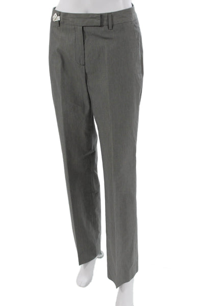 Brooks Brothers Womens Gray Striped Cotton Dress Pants Zip Fly 31in Size 2