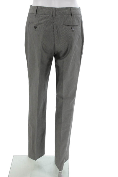 Brooks Brothers Womens Gray Striped Cotton Dress Pants Zip Fly 31in Size 2