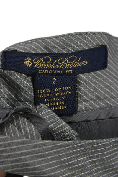 Brooks Brothers Womens Gray Striped Cotton Dress Pants Zip Fly 31in Size 2