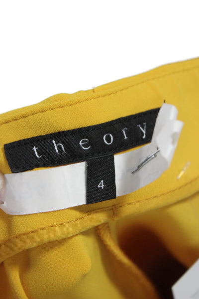Theory Womens Dress Pants Yellow Nylon Zip Inseam 28 Size 4