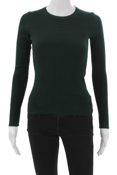 Theory Women Merino Wool Pullover Crew Neck Long Sleeve Green Size L