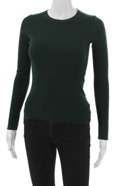 Theory Women Merino Wool Pullover Crew Neck Long Sleeve Green Size L