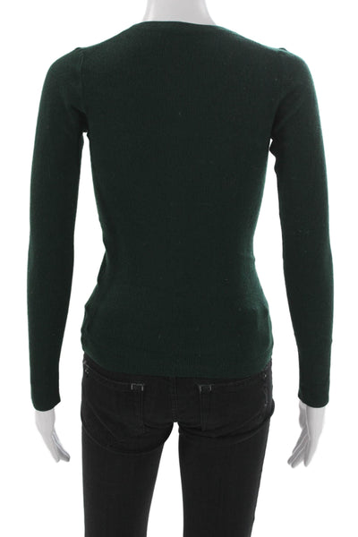 Theory Women Merino Wool Pullover Crew Neck Long Sleeve Green Size L