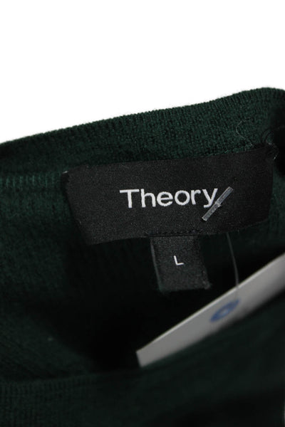 Theory Women Merino Wool Pullover Crew Neck Long Sleeve Green Size L
