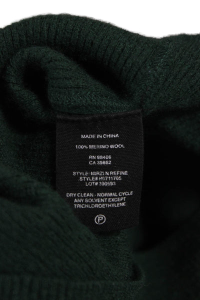 Theory Women Merino Wool Pullover Crew Neck Long Sleeve Green Size L