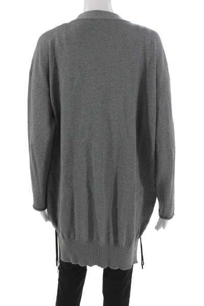 Pier Antonio Gaspari Women Virgin Wool V Neck Gray Long Sleeve Cardigan Size M