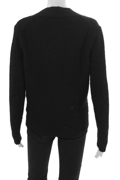 Fifteen Twenty Women Wrap V-Neck Black Polyester Sweater Long Sleeve Size XS