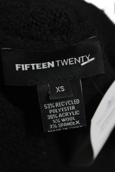Fifteen Twenty Women Wrap V-Neck Black Polyester Sweater Long Sleeve Size XS