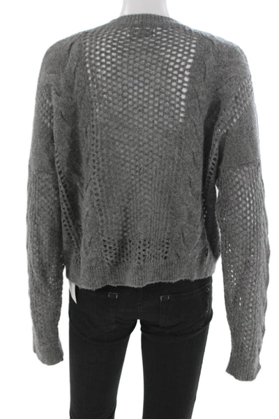 Naadam Womens Cardigan Gray V-Neck Merino Wool Long Sleeve Size S