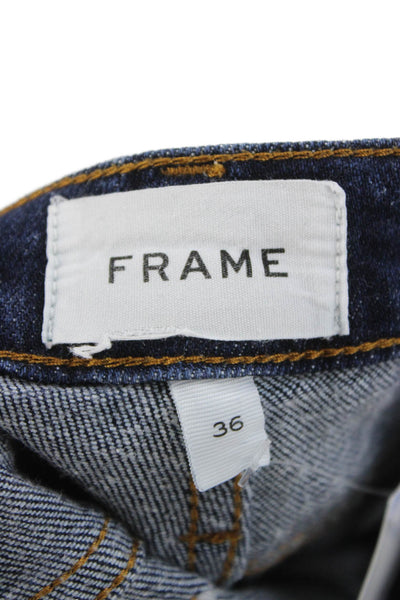Frame Mens Straight Jeans Blue Cotton Blend Button Fly Size 36