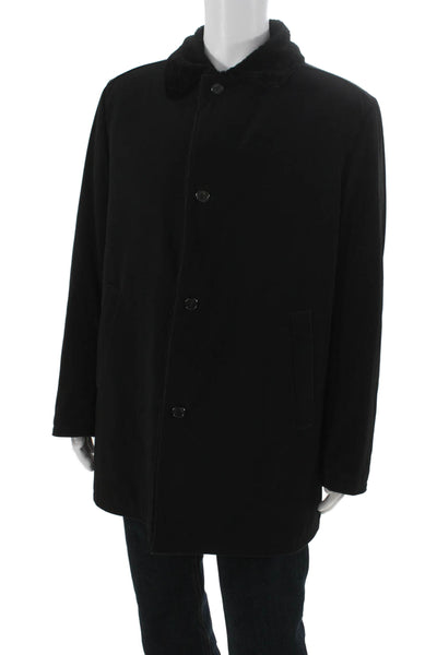 Victor Talbots Mens Overcoat Wool Blend Black Button Solid Fall Size M