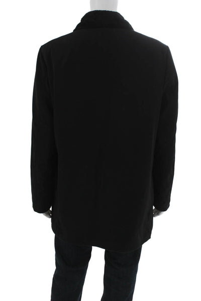 Victor Talbots Mens Overcoat Wool Blend Black Button Solid Fall Size M