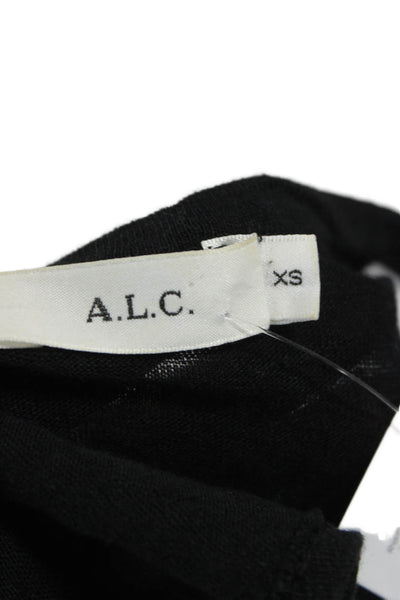 ALC Women Black Linen Basic Sleeveless Tank Round Neck Summer Size XS