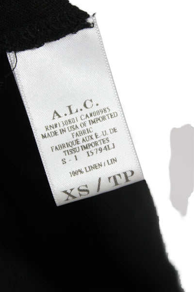 ALC Women Black Linen Basic Sleeveless Tank Round Neck Summer Size XS