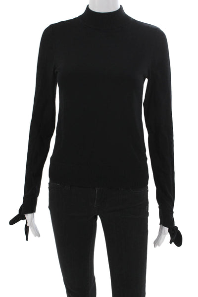 Intermix Women Black Rayon Mock Neck Pullover Sweater Long Sleeve Fall Size S
