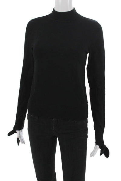 Intermix Women Black Rayon Mock Neck Pullover Sweater Long Sleeve Fall Size S
