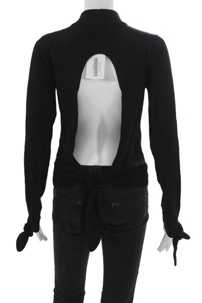 Intermix Women Black Rayon Mock Neck Pullover Sweater Long Sleeve Fall Size S