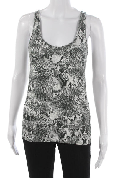 Enza Costa Womens Animal Print Viscose Scoop Neck Sleeveless Tank Size S