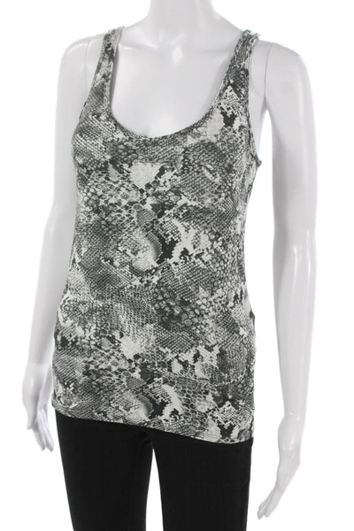 Enza Costa Womens Animal Print Viscose Scoop Neck Sleeveless Tank Size S
