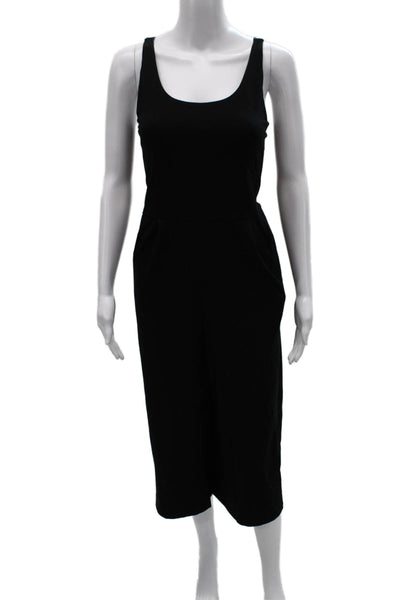 Eileen Fisher Womens Black Cotton Scoop Neck Sleeveless Jumpsuit Petite Size S