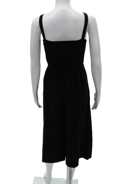 Eileen Fisher Womens Black Cotton Scoop Neck Sleeveless Jumpsuit Petite Size S