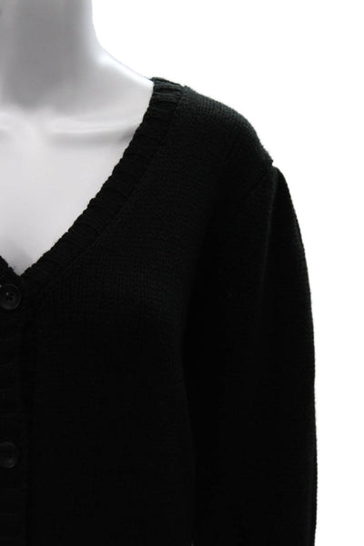Elan Womens Black Acrylic V-Neck Cardigan Long Sleeve Size M