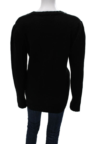 Elan Womens Black Acrylic V-Neck Cardigan Long Sleeve Size M