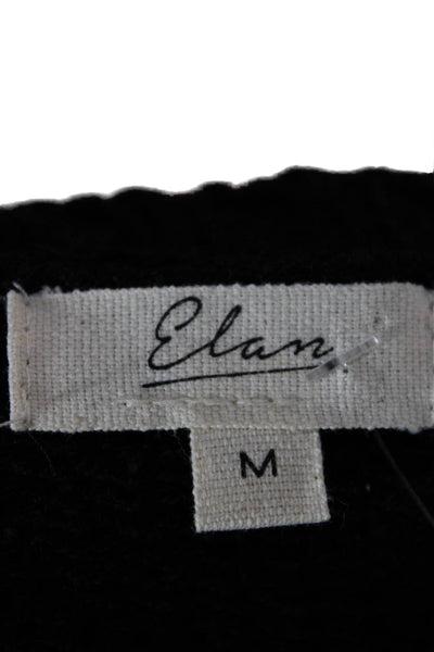 Elan Womens Black Acrylic V-Neck Cardigan Long Sleeve Size M