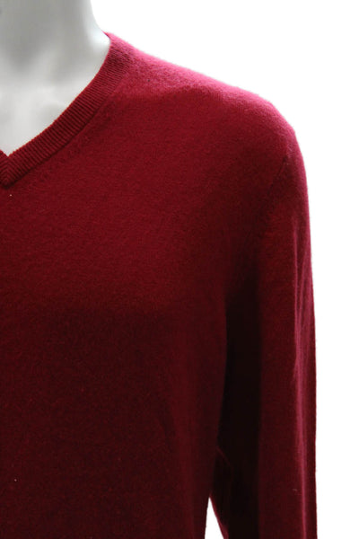 Black Brown 1826 Mens Red Cashmere V Neck Pullover Sweater Long Sleeve Size L
