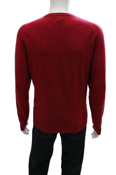 Black Brown 1826 Mens Red Cashmere V Neck Pullover Sweater Long Sleeve Size L