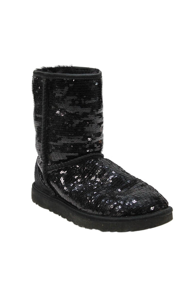 Ugg Womens Classic Short Sequins Boots Shoes Black Size 7