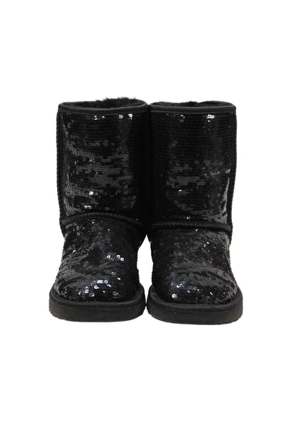 Ugg Womens Classic Short Sequins Boots Shoes Black Size 7