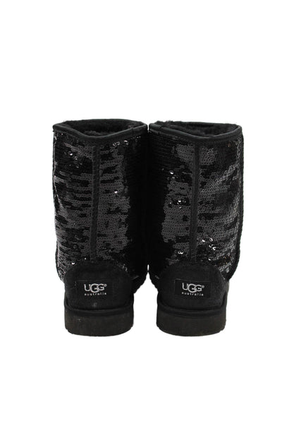 Ugg Womens Classic Short Sequins Boots Shoes Black Size 7