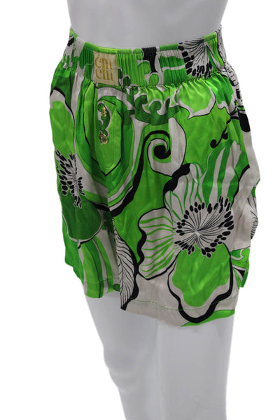 CinCin Women Floral Collared Viscose Set Button 3/4 Sleeve Multicolor Size L