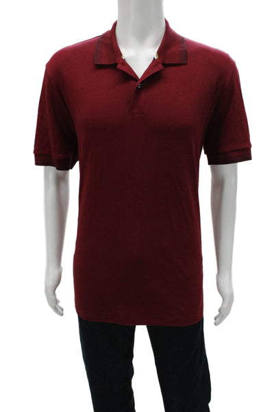 BOSS Mens Collared Red Cotton Polo Shirt Short Sleeve Size L
