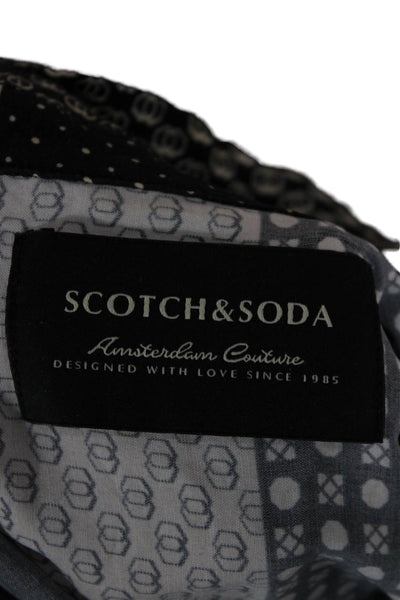 Scotch & Soda Mens Black Geometric Viscose Button-Up Shirt Size L