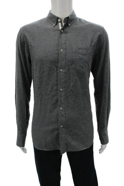 Rag & Bone Mens Gray Long Sleeve Button-Up Shirt Collared Cotton Size L