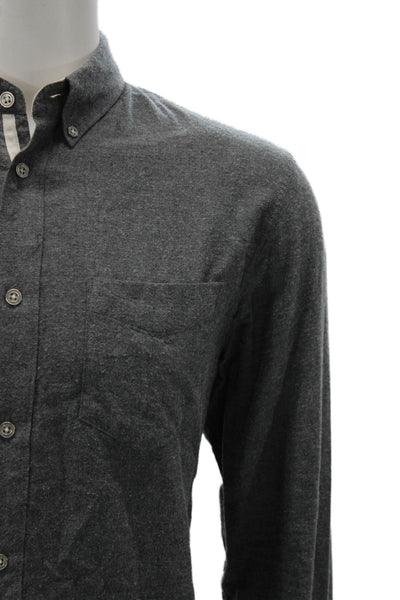 Rag & Bone Mens Gray Long Sleeve Button-Up Shirt Collared Cotton Size L