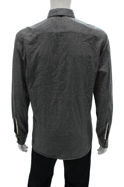 Rag & Bone Mens Gray Long Sleeve Button-Up Shirt Collared Cotton Size L