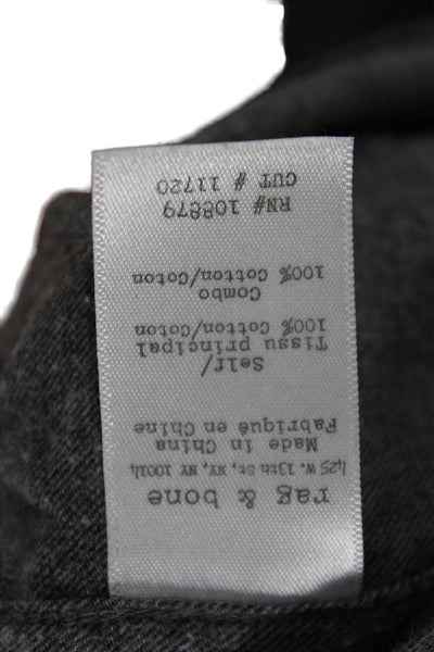 Rag & Bone Mens Gray Long Sleeve Button-Up Shirt Collared Cotton Size L