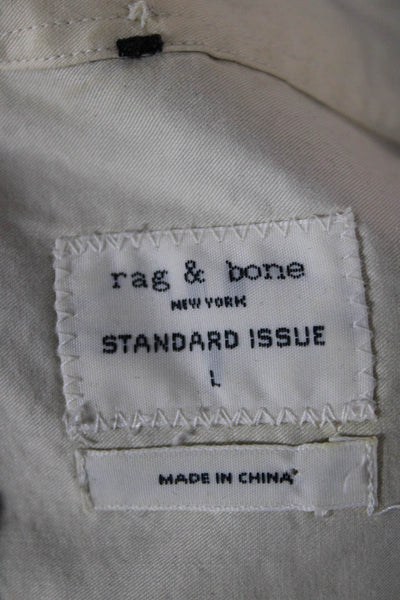 Rag & Bone Mens Gray Long Sleeve Button-Up Shirt Collared Cotton Size L