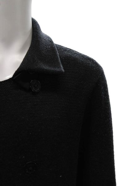 Vince Mens Wool Collared Cardigan Black Long Sleeve Size XL
