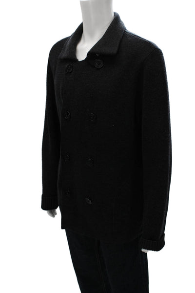 Vince Mens Wool Collared Cardigan Black Long Sleeve Size XL